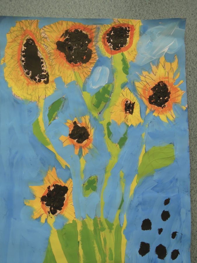 Student artwork of sunflowers