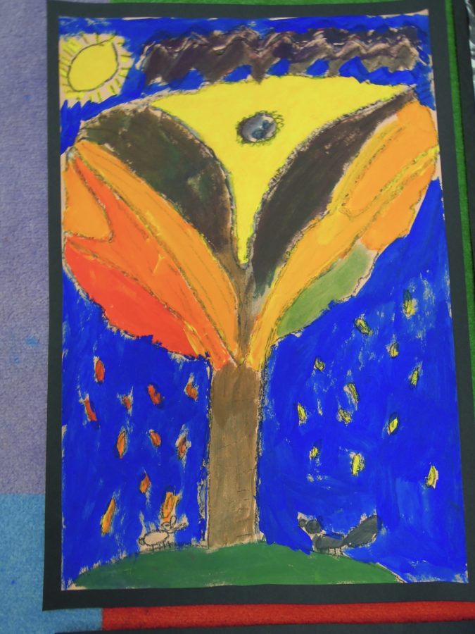 Student artwork of trees