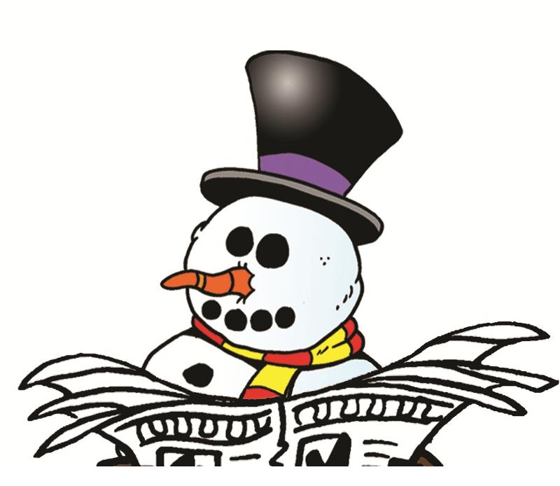Snowman reading news