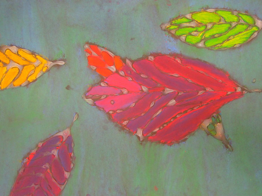 Oil pastel of leaves