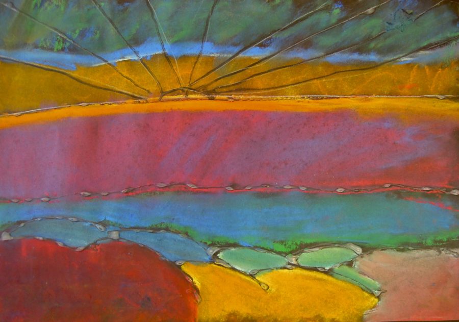 Oil pastel of landscape