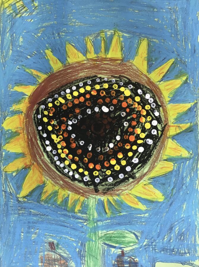 Oil pastel of sunflower