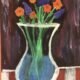Oil pastel of vase with flowers