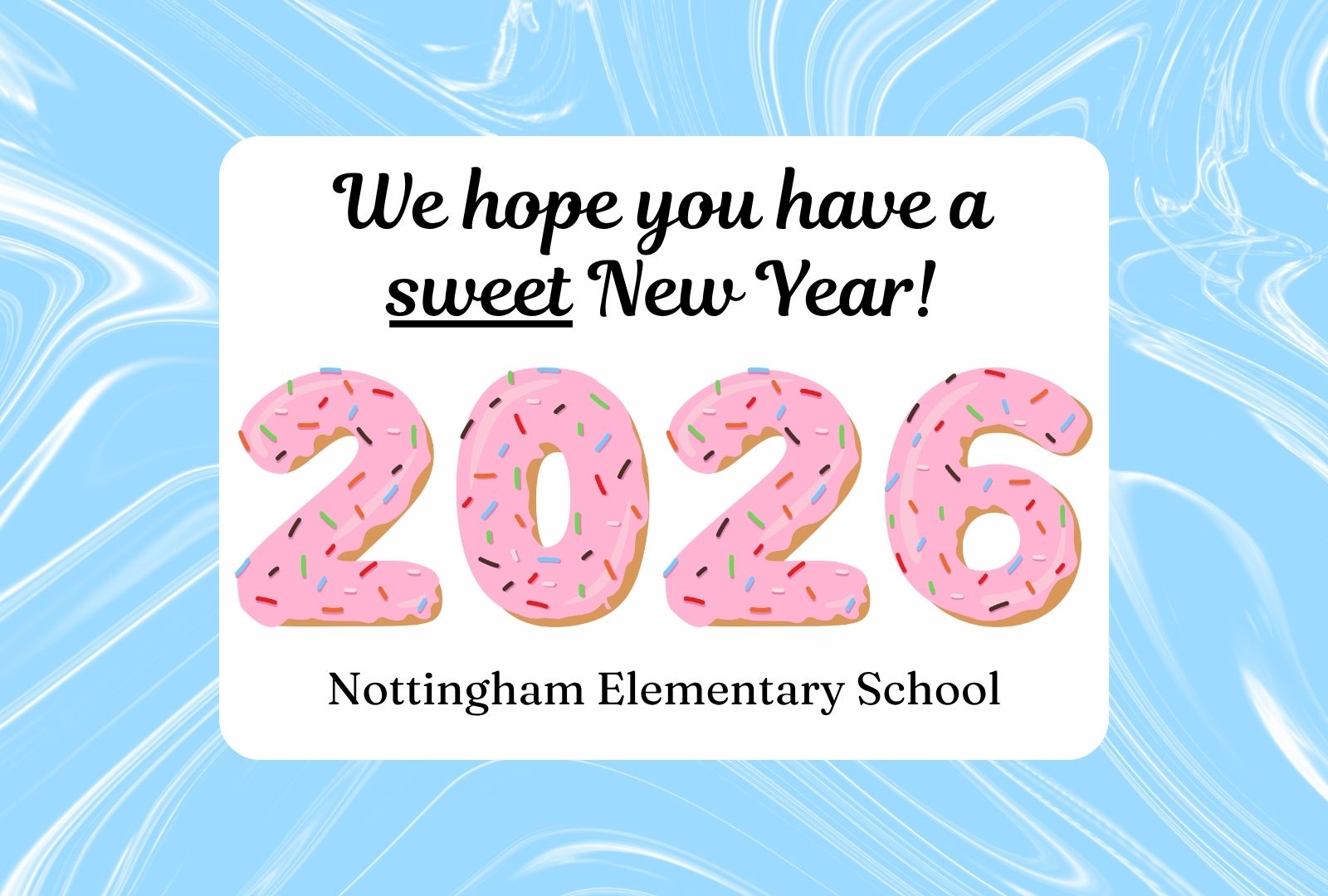 graphic that says "Happy new year" with the number 2026 in a decorative font